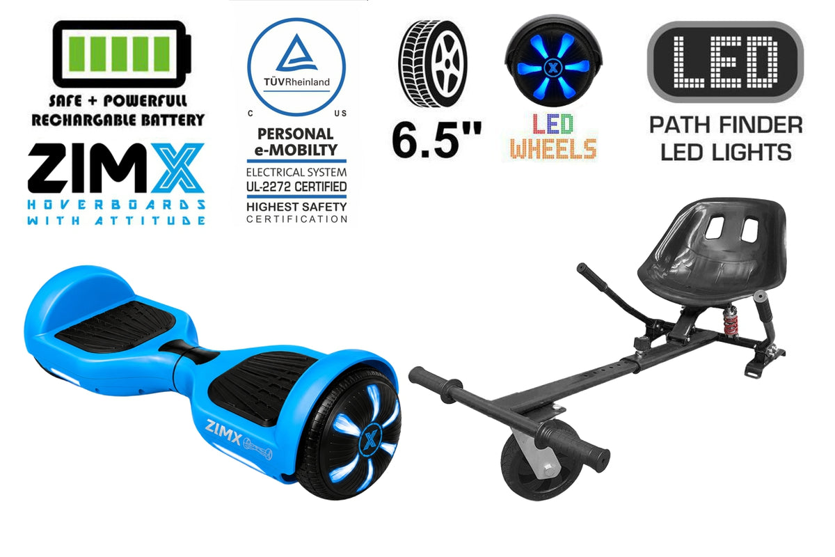 ZIMX HB1 Plus - Blue Hoverboard Segway with LED Wheels UL2272 Certified + HK5 Black