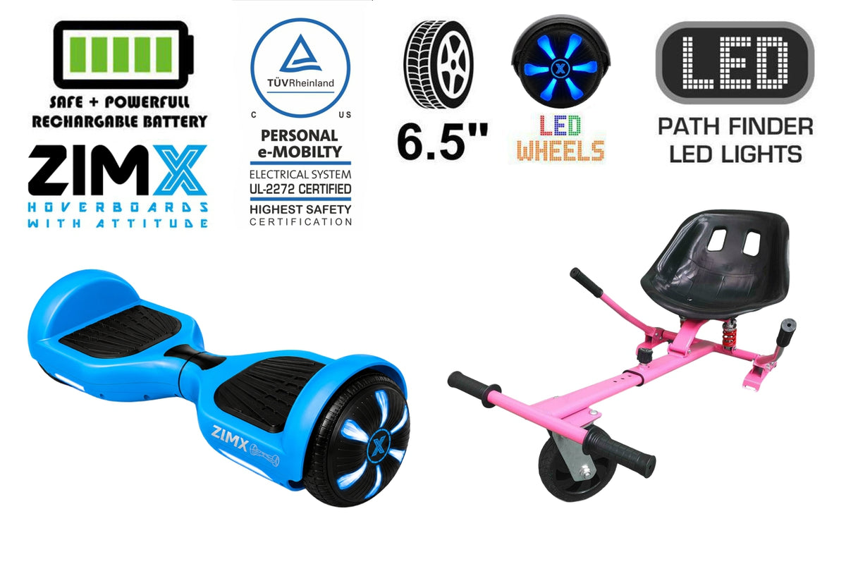 ZIMX HB1 Plus - Blue Hoverboard Segway with LED Wheels UL2272 Certified + HK5 Pink