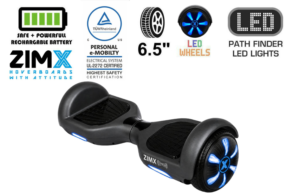 ZIMX HB1 Plus - Black Hoverboard with LED Wheels UL2272 Certified