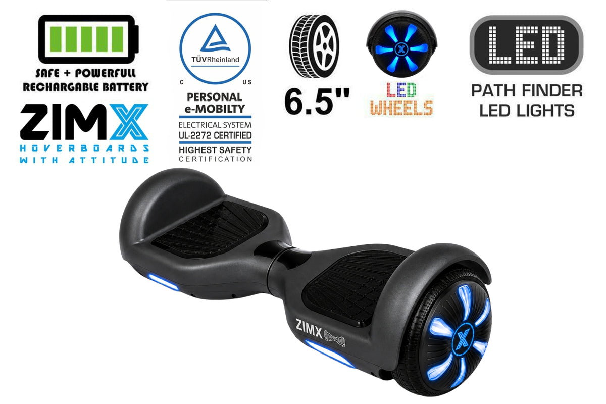 ZIMX HB1 Plus - Black Hoverboard with LED Wheels UL2272 Certified