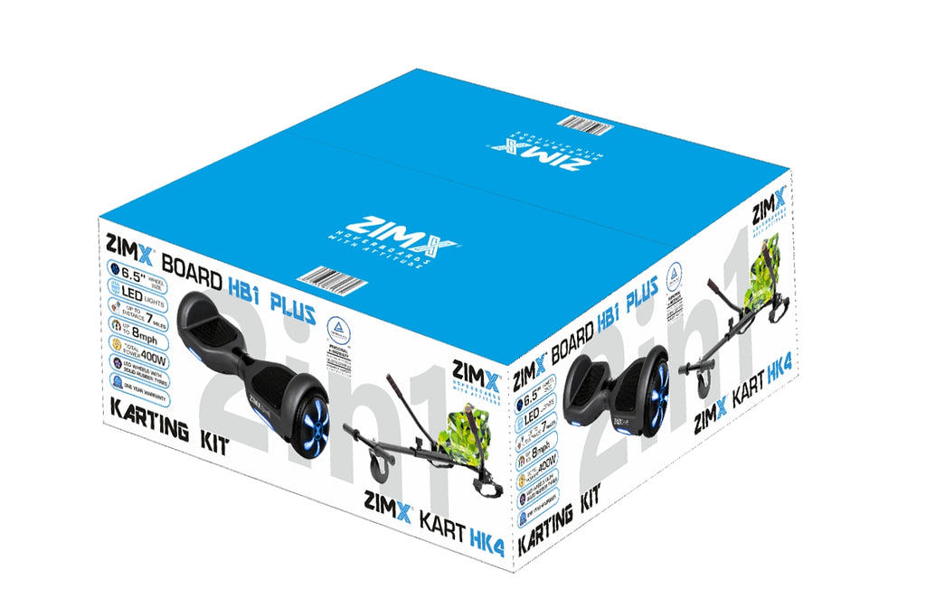 ZIMX HB1 Plus - Black Hoverboard & HK4 Hoverkart Bundle / Combo - Black & Camo Green