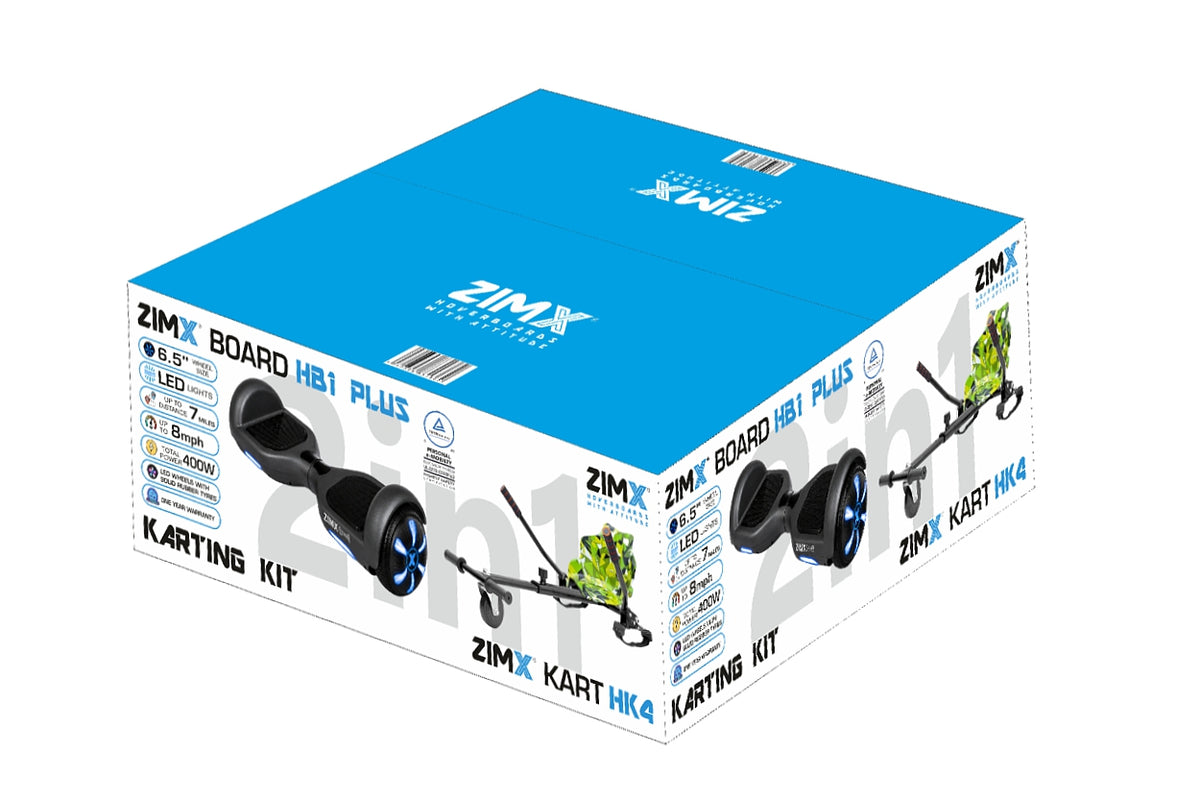 ZIMX HB1 Plus - Black Hoverboard & HK4 Hoverkart Bundle / Combo - Black & Camo Green