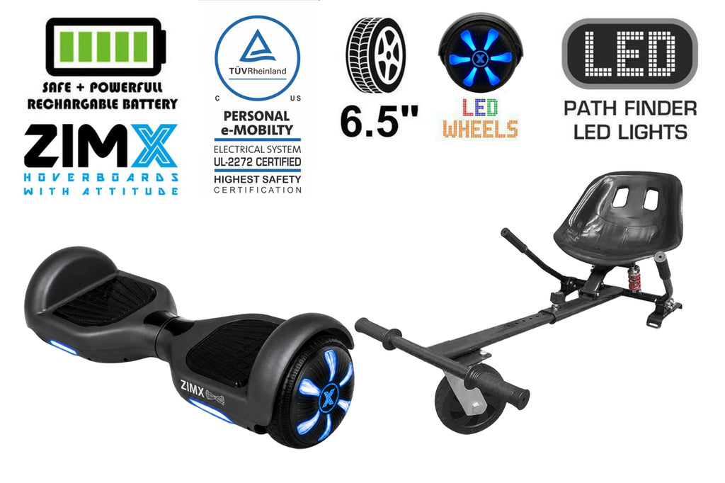 ZIMX HB1 Plus - Black Hoverboard Segway with LED Wheels UL2272 Certified + HK5 Black