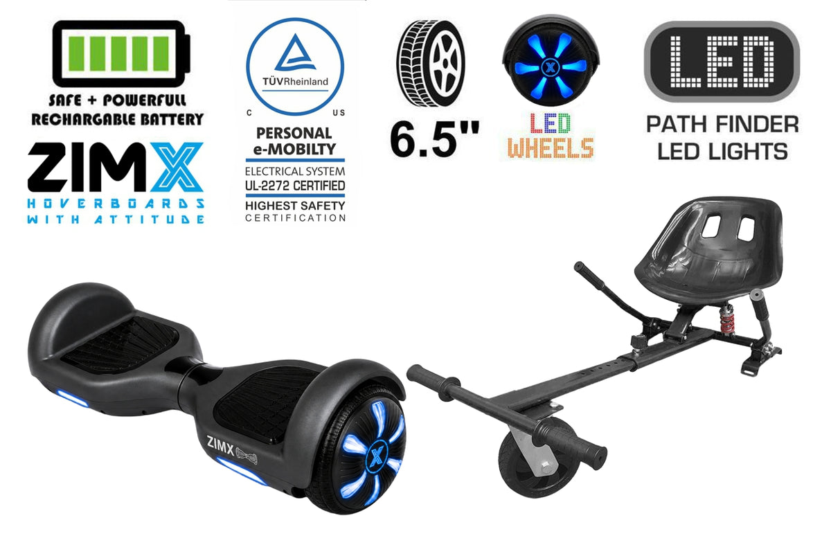 ZIMX HB1 Plus - Black Hoverboard Segway with LED Wheels UL2272 Certified + HK5 Black
