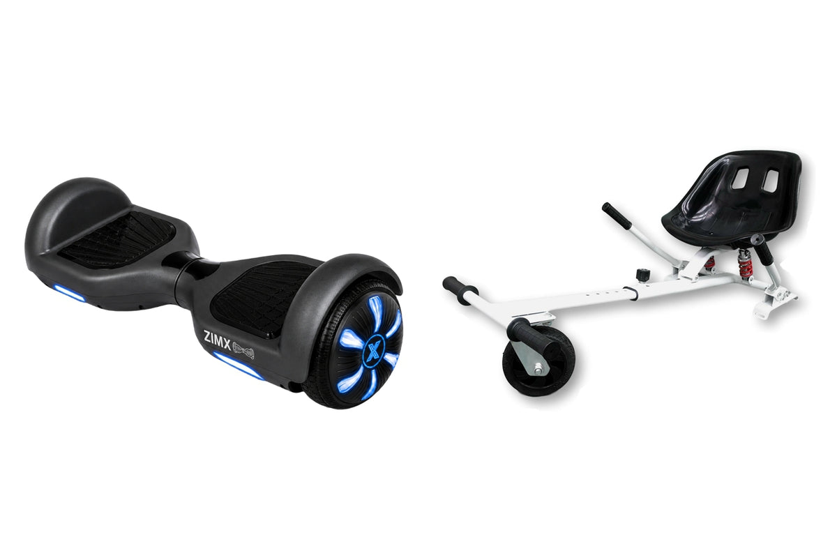 ZIMX HB1 Plus - Black Hoverboard Segway with LED Wheels UL2272 Certified + HK5 White