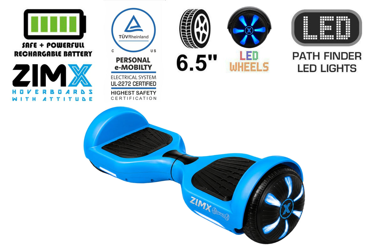 ZIMX HB1 Plus - Blue Hoverboard with LED Wheels UL2272 Certified