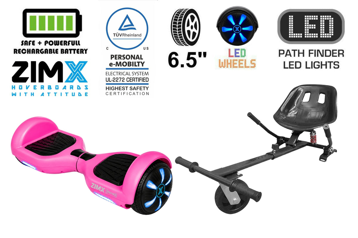 ZIMX HB1 Plus - Pink Hoverboard Segway with LED Wheels UL2272 Certified + HK5 Black