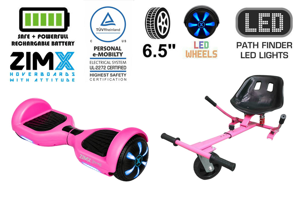 ZIMX HB1 Plus - Pink Hoverboard Segway with LED Wheels UL2272 Certified + HK5 Pink