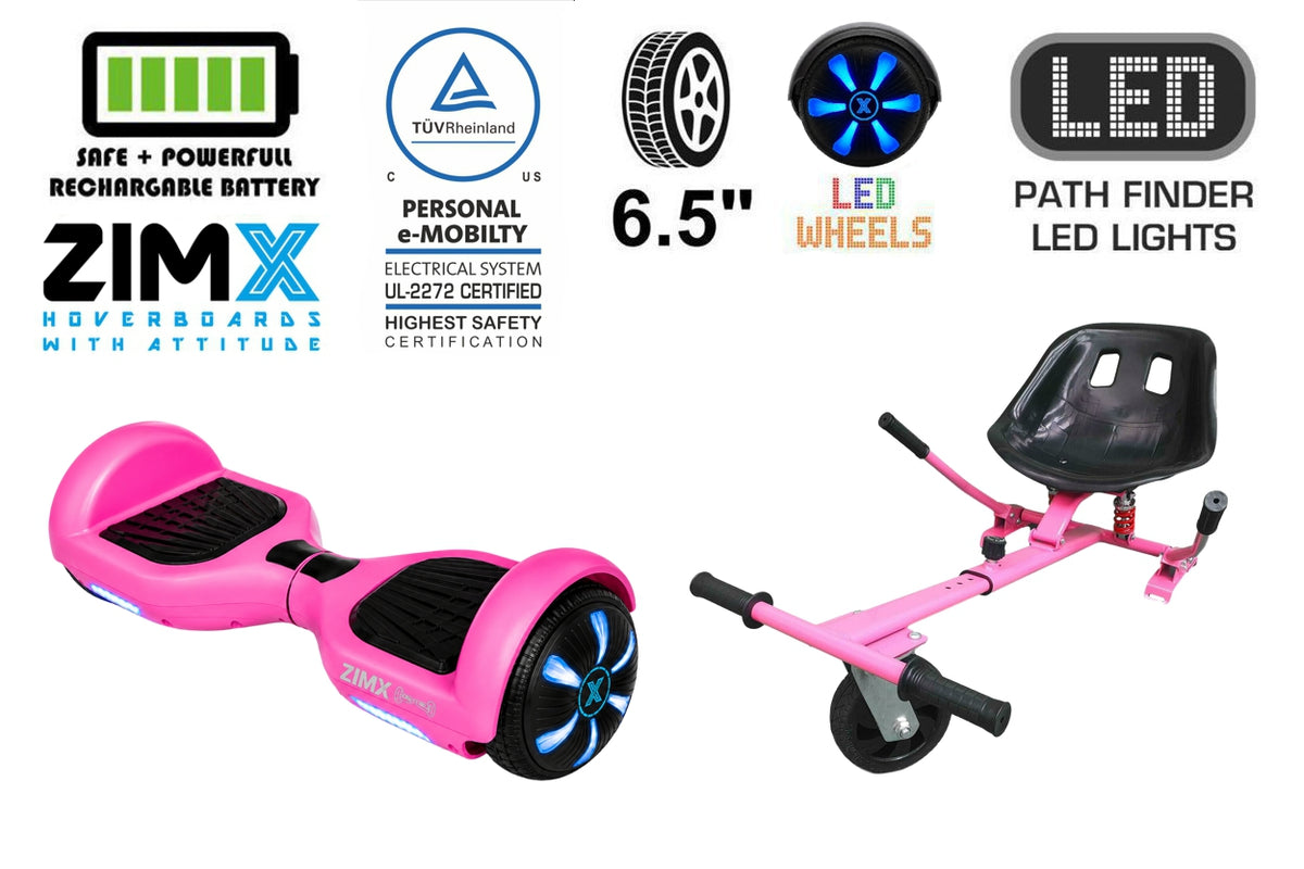 ZIMX HB1 Plus - Pink Hoverboard Segway with LED Wheels UL2272 Certified + HK5 Pink