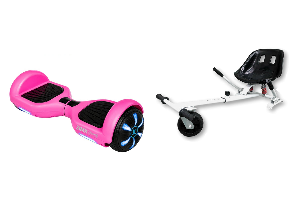 ZIMX HB1 Plus - Pink Hoverboard Segway with LED Wheels UL2272 Certified + HK5 White