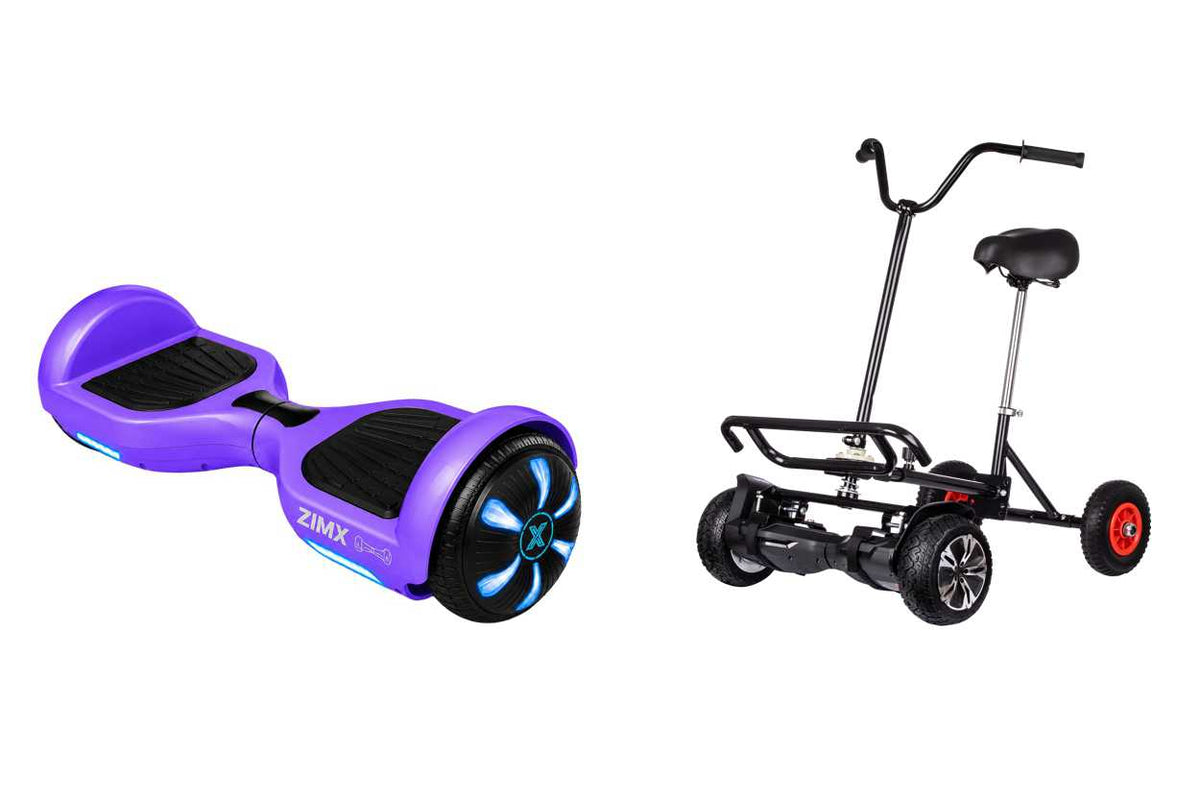 ZIMX HB1 Plus - Purple Hoverboard Segway with LED Wheels UL2272 Certified + BK2 Black