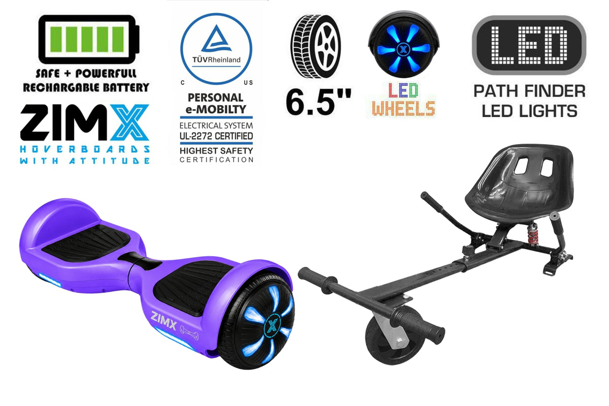 ZIMX HB1 Plus - Purple Hoverboard Segway with LED Wheels UL2272 Certified + HK5 Black