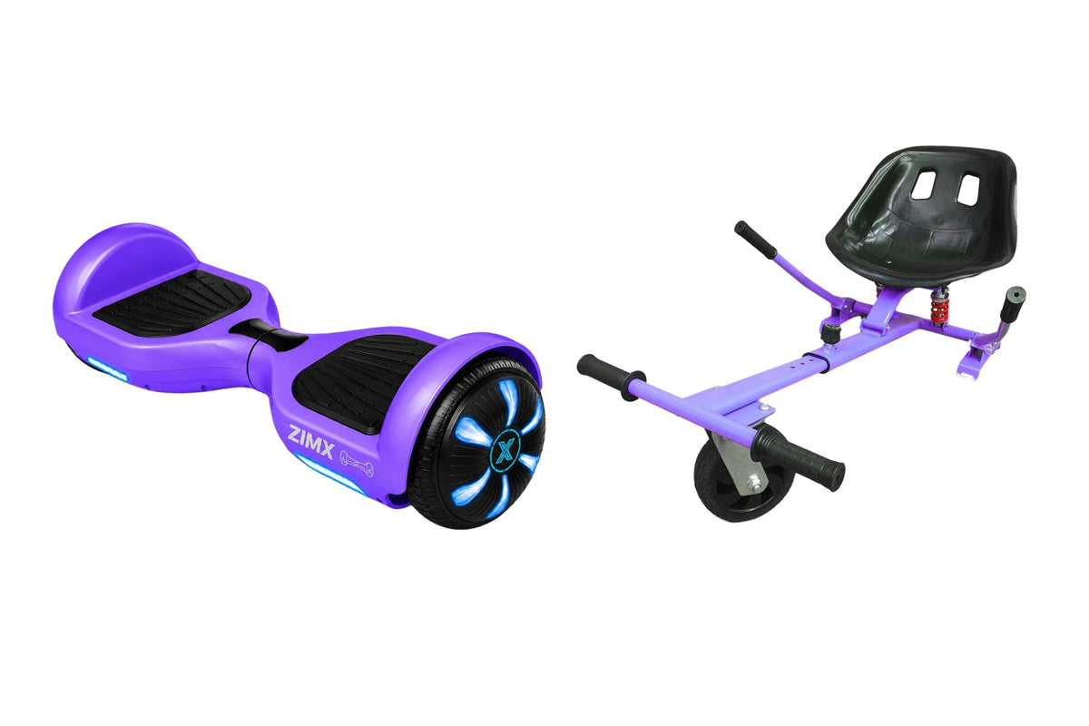 ZIMX HB1 Plus - Purple Hoverboard Segway with LED Wheels UL2272 Certified + HK5 Purple