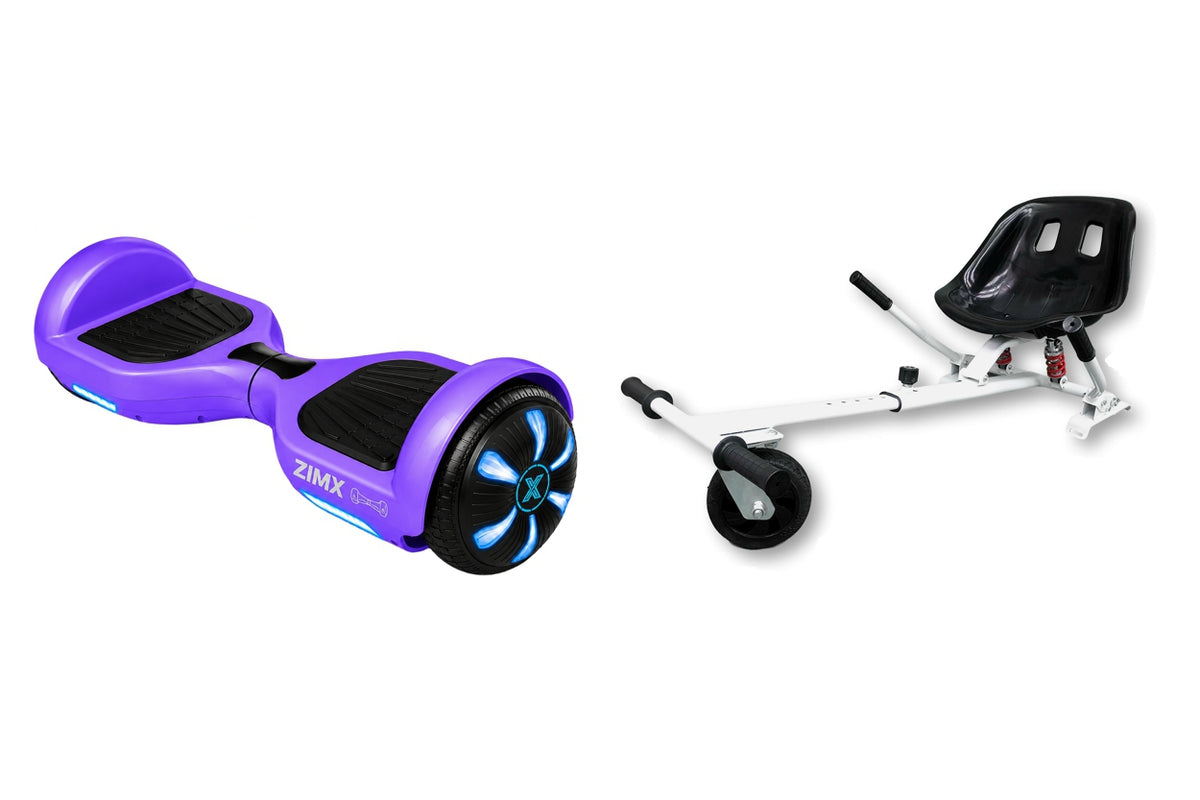 ZIMX HB1 Plus - Purple Hoverboard Segway with LED Wheels UL2272 Certified + HK5 White