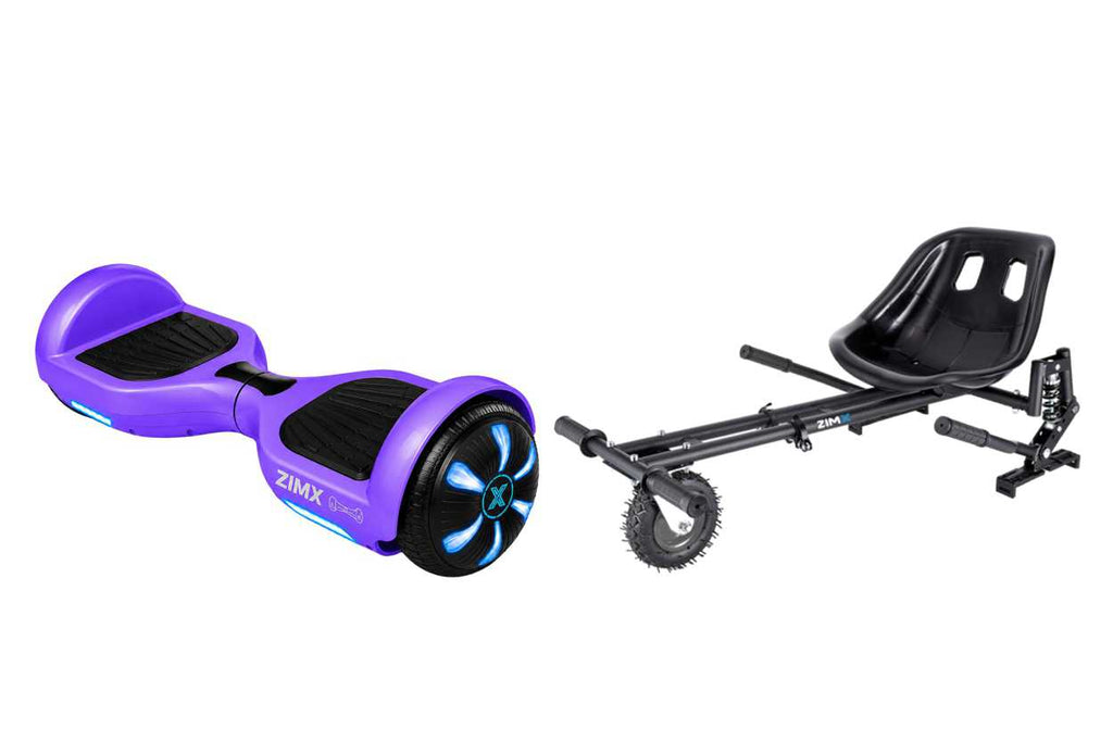 ZIMX HB1 Plus - Purple Hoverboard Segway with LED Wheels UL2272 Certified + HK8 Black