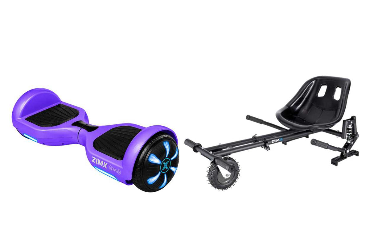 ZIMX HB1 Plus - Purple Hoverboard Segway with LED Wheels UL2272 Certified + HK8 Black