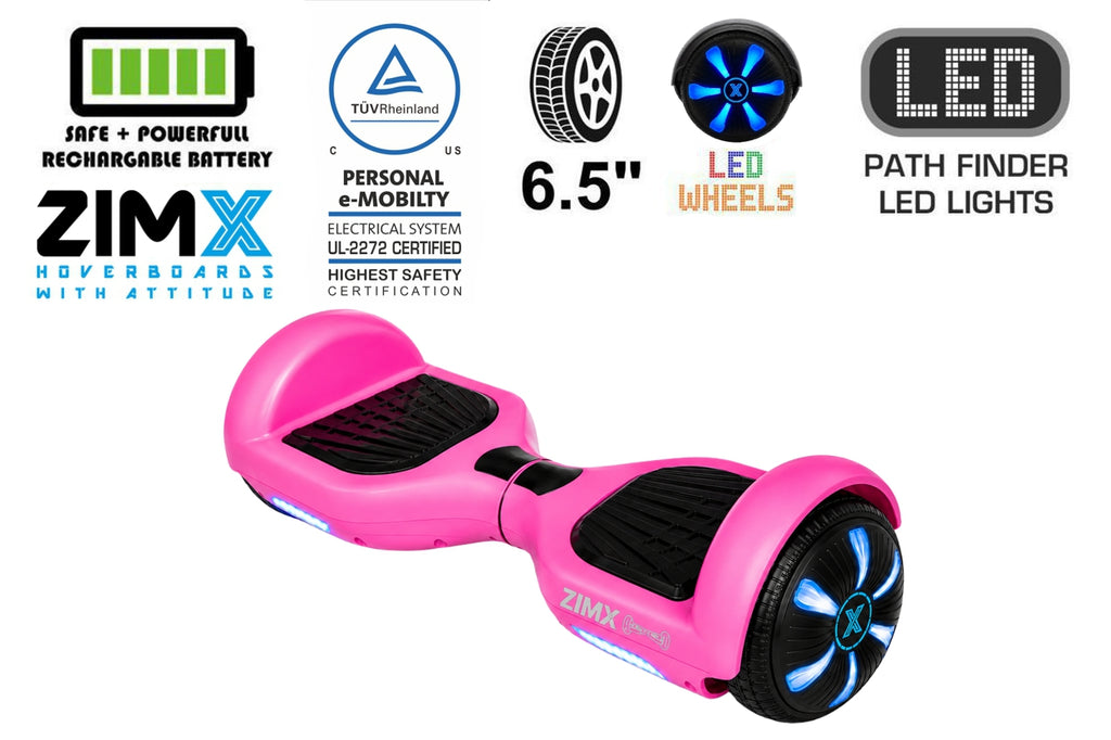 ZIMX HB1 Plus - Pink Hoverboard with LED Wheels UL2272 Certified