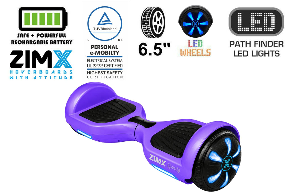 ZIMX HB1 Plus - Purple Hoverboard with LED Wheels UL2272 Certified