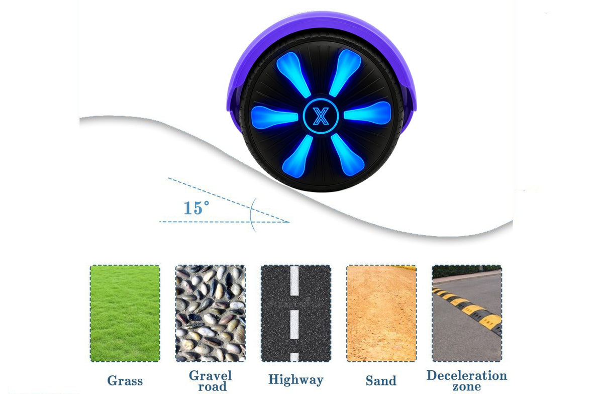 ZIMX HB1 Plus - Purple Hoverboard Segway with LED Wheels UL2272 Certified + HK5 White