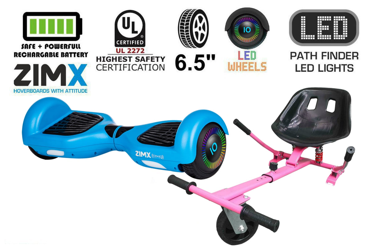 ZIMX Blue HB2 Hoverboard with LED Wheels UL2272 Certified + HK5 Pink