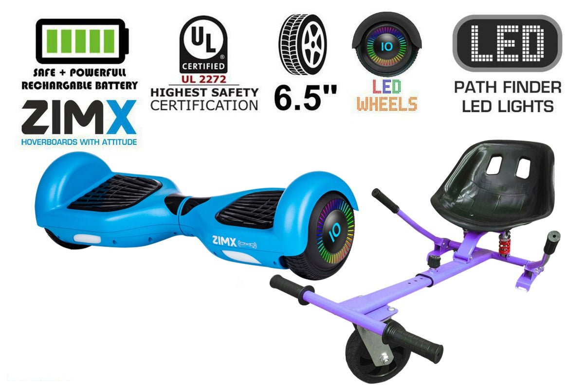 ZIMX Blue HB2 Hoverboard with LED Wheels UL2272 Certified + HK5 Purple