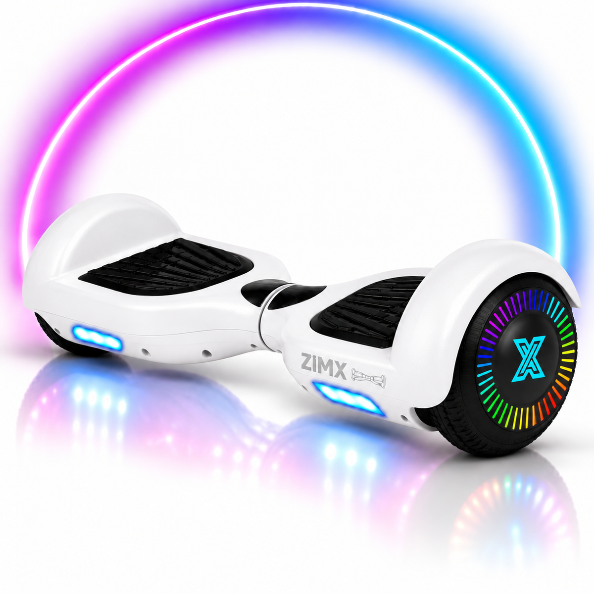 ZIMX White HB2 Hoverboard Segway with LED Wheels Certified UL2272