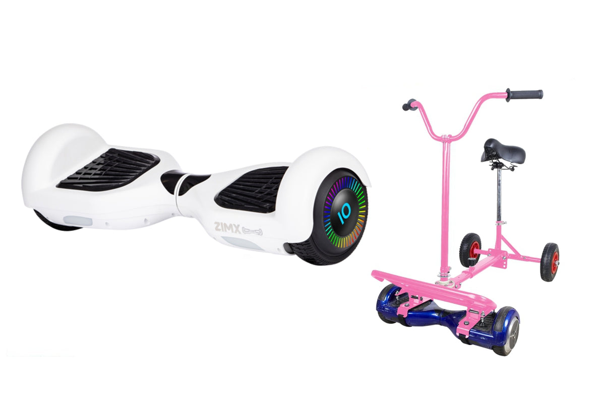 ZIMX White HB2 Hoverboard Swegway Segway with LED Wheels UL2272 Certified + HoverBike Pink
