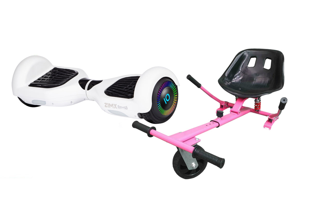 ZIMX White HB2 Hoverboard Swegway Segway with LED Wheels UL2272 Certified + HK5 Pink