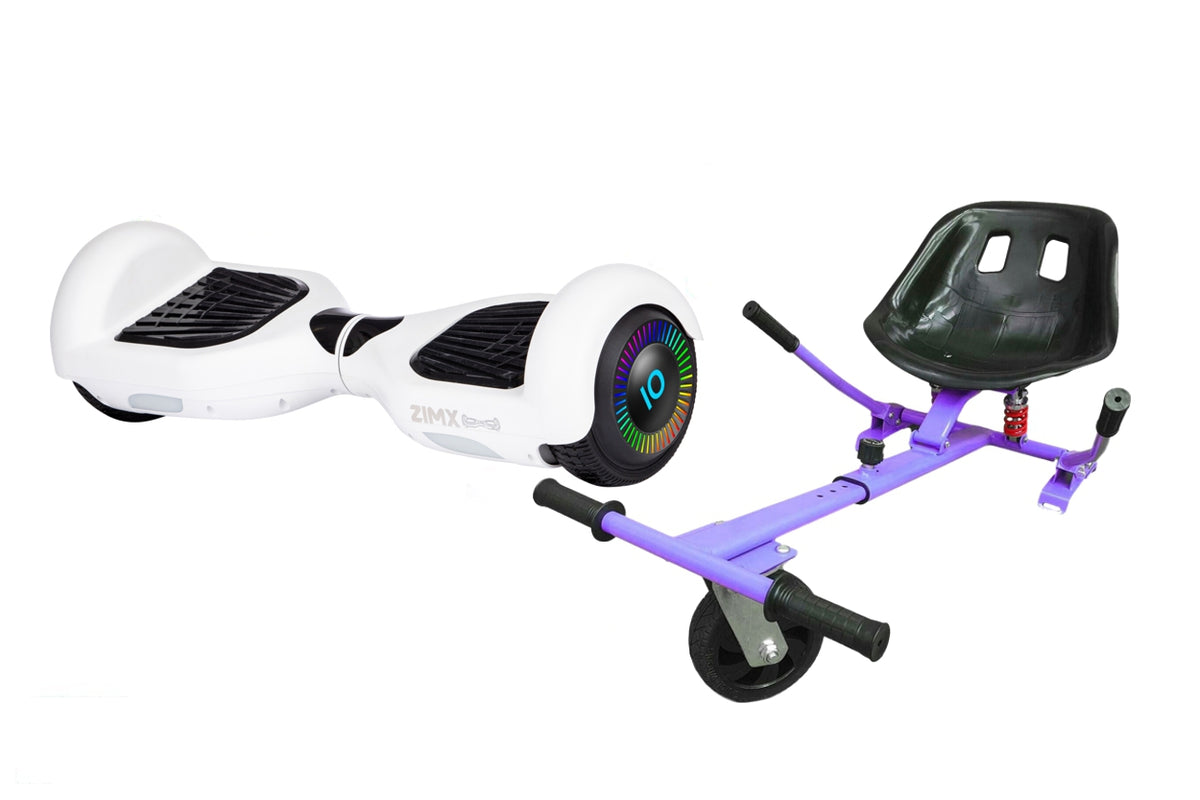 ZIMX White HB2 Hoverboard Swegway Segway with LED Wheels UL2272 Certified + HK5 Purple