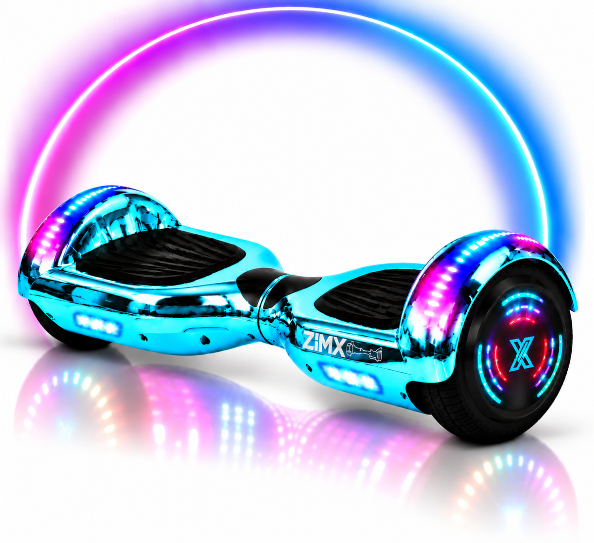 ZIMX HB4 Blue / Turquoise Chrome Hoverboard Swegway Segway Bluetooth and LED Wheels UL2272 Certified