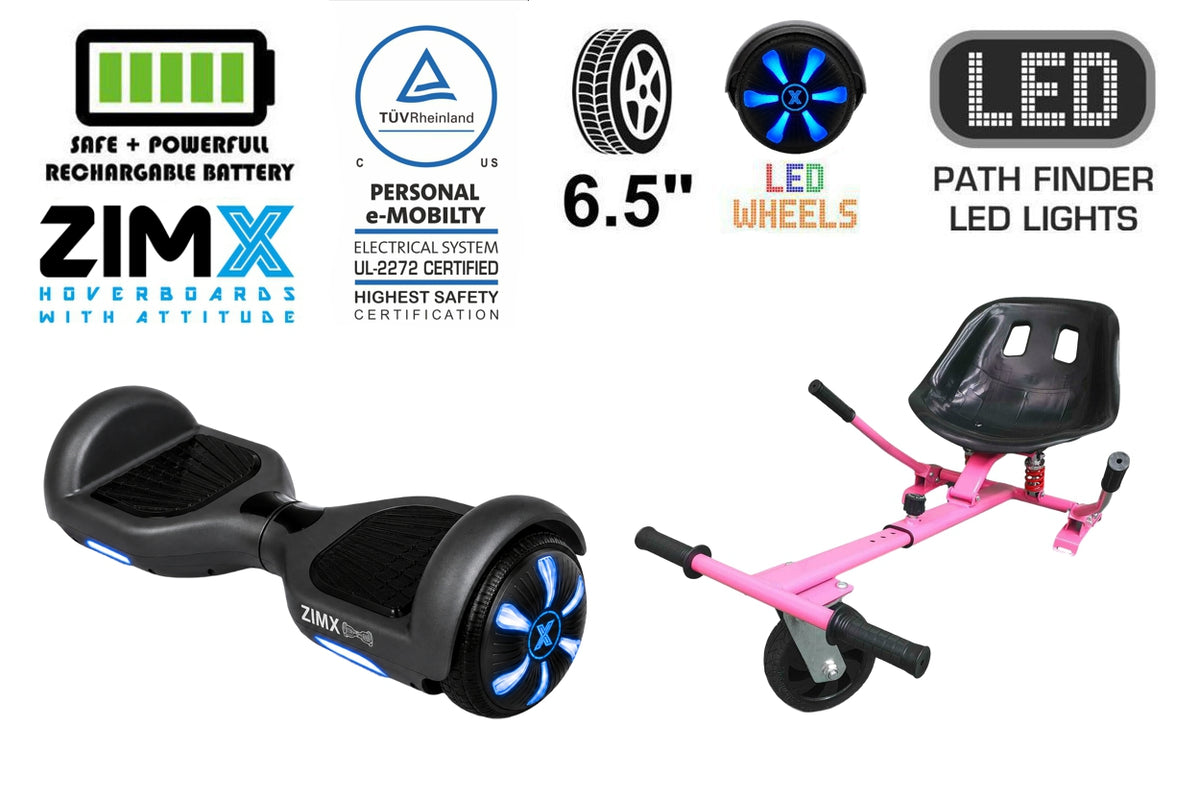 ZIMX HB1 Plus - Black Hoverboard Segway with LED Wheels UL2272 Certified + HK5 Pink