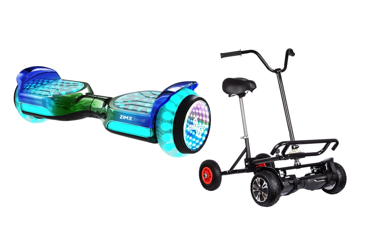 ZIMX POWER G11 Green Blend Hoverboard with Bluetooth and INFINITY LED Tyres & Wheels & LED Foot Pads UL2272 Certified + HoverBike Black