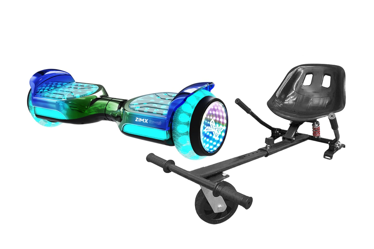 ZIMX POWER G11 Grey Blend Hoverboard with Bluetooth and INFINITY LED Tyres & Wheels & LED Foot Pads UL2272 Certified + Hoverkart HK5 Black