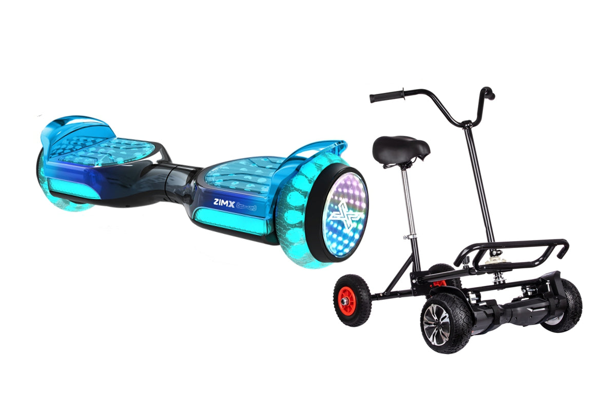 ZIMX POWER G11 Grey Blend Hoverboard with Bluetooth and INFINITY LED Tyres & Wheels & LED Foot Pads UL2272 Certified + HoverBike Black