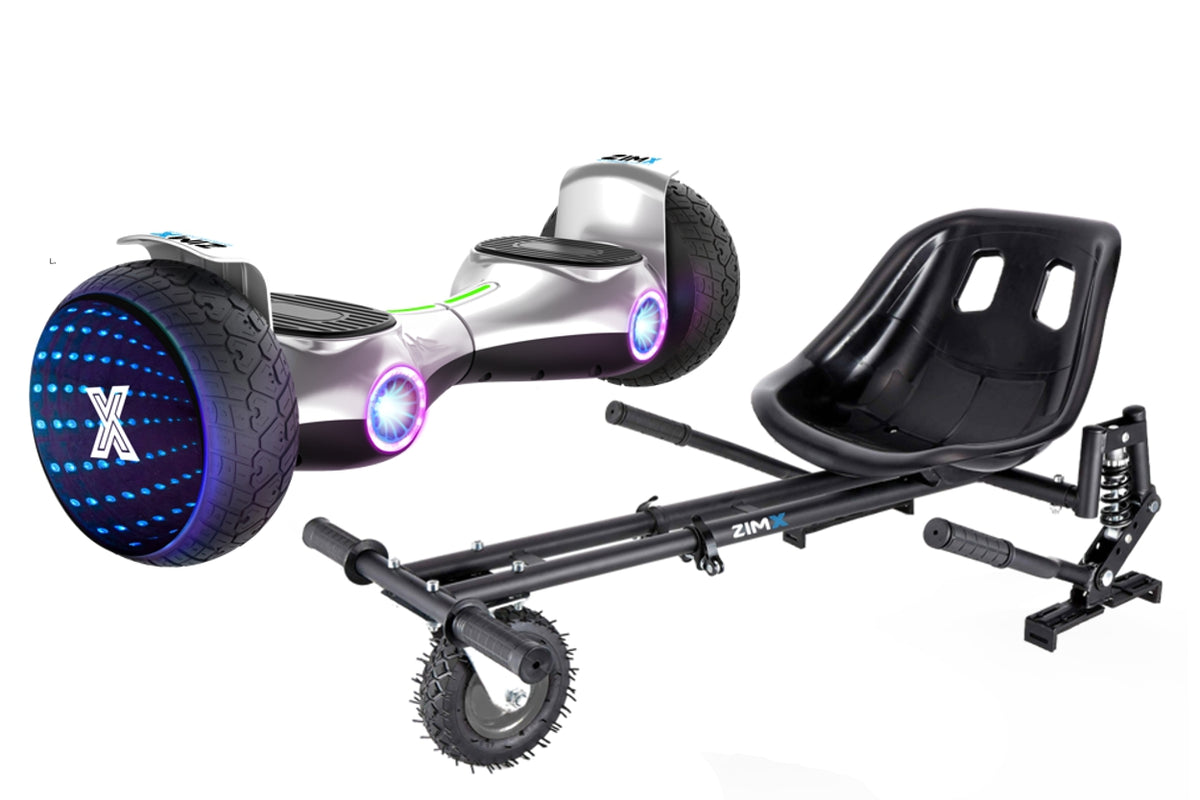 ZIMX G2 JET - SILVER All Terrain Hoverboard, 8.5 inch Off Road Bluetooth Hoverboard with Infinity LED Wheels, UL2272 Certified + HK8
