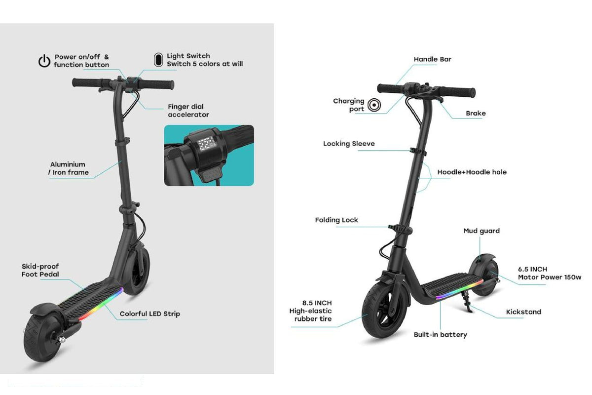 Refurbed - ZIMX ZX Flash - Black Kids Electric Folding Scooter UL2272 Certified