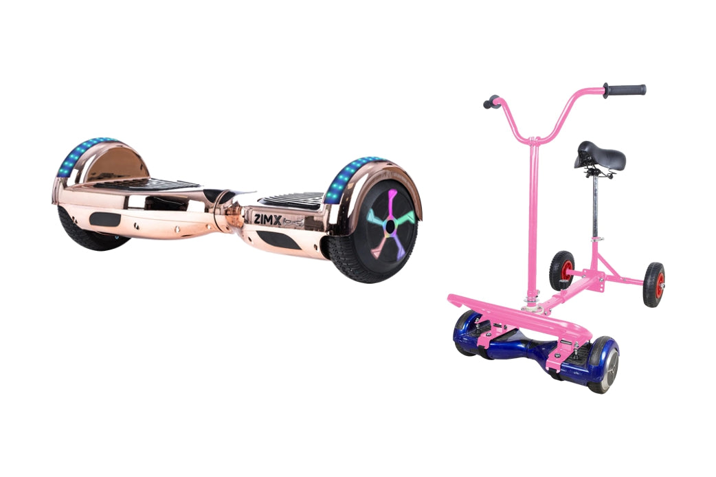 Rose Gold Chrome Bluetooth Hoverboard Segway with LED Wheels UL2272 Certified + HoverBike Pink