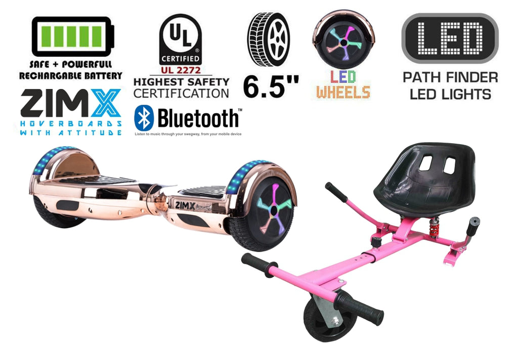 Rose Gold Chrome Bluetooth Hoverboard Segway with LED Wheels UL2272 Certified + HK5 Pink