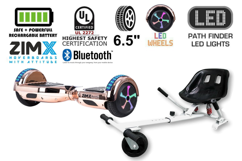 Rose Gold Chrome Bluetooth Hoverboard Segway with LED Wheels UL2272 Certified + HK5 White