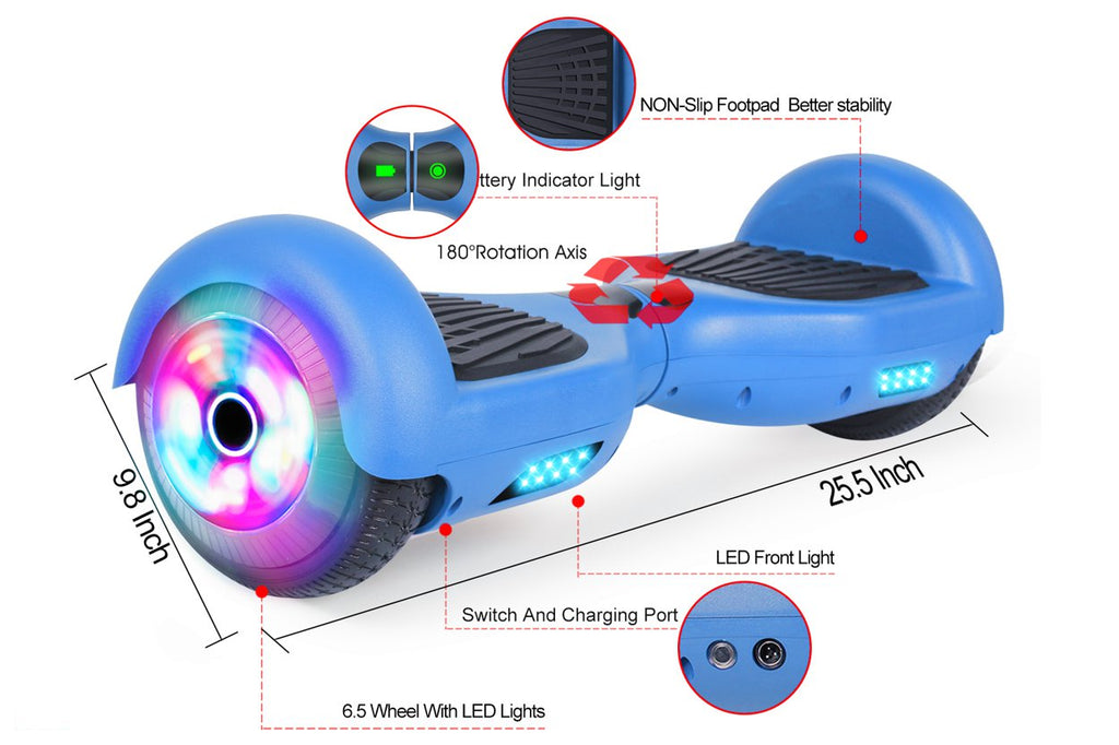 Blue Hoverboard Swegway Segway with LED Wheels UL2272 Certified + HK5 Blue