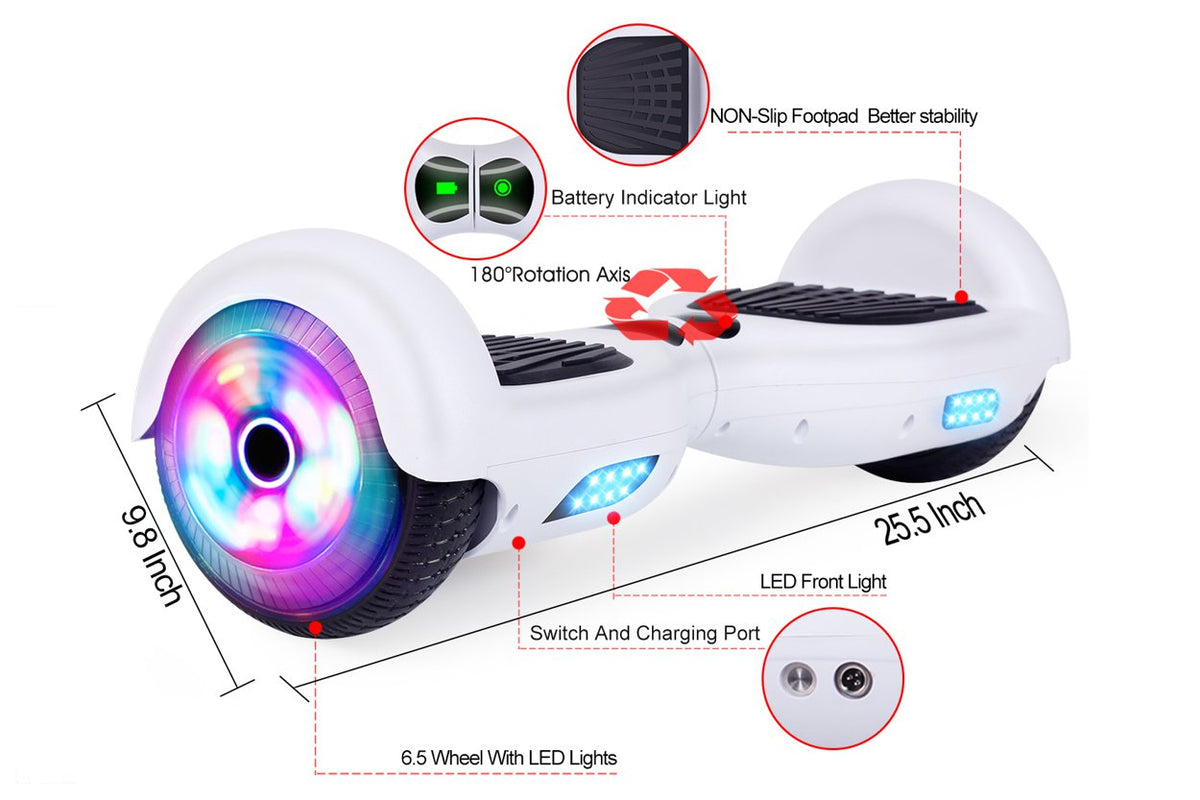 White Hoverboard Swegway Segway with LED Wheels UL2272 Certified + HK5 Pink