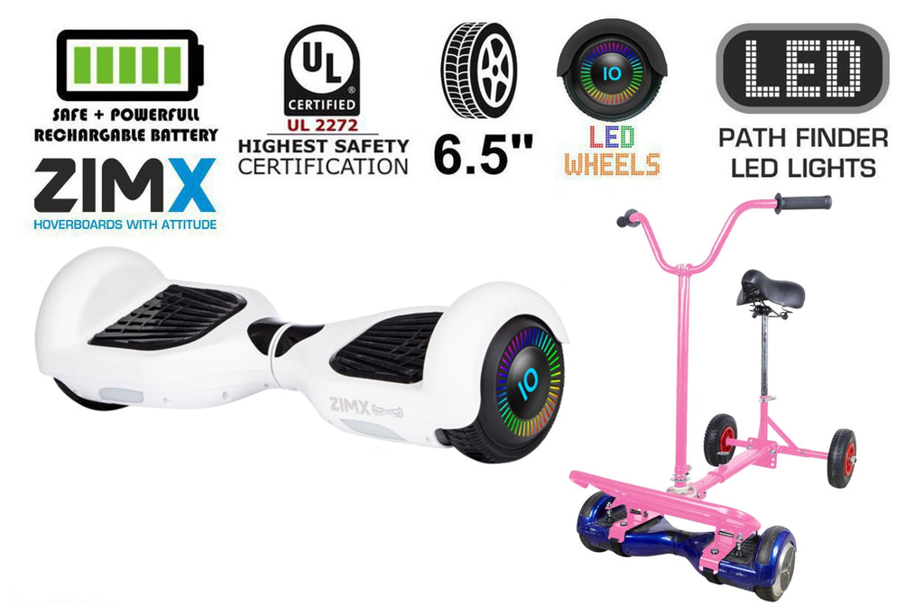 White Hoverboard Swegway Segway with LED Wheels UL2272 Certified + HoverBike Pink