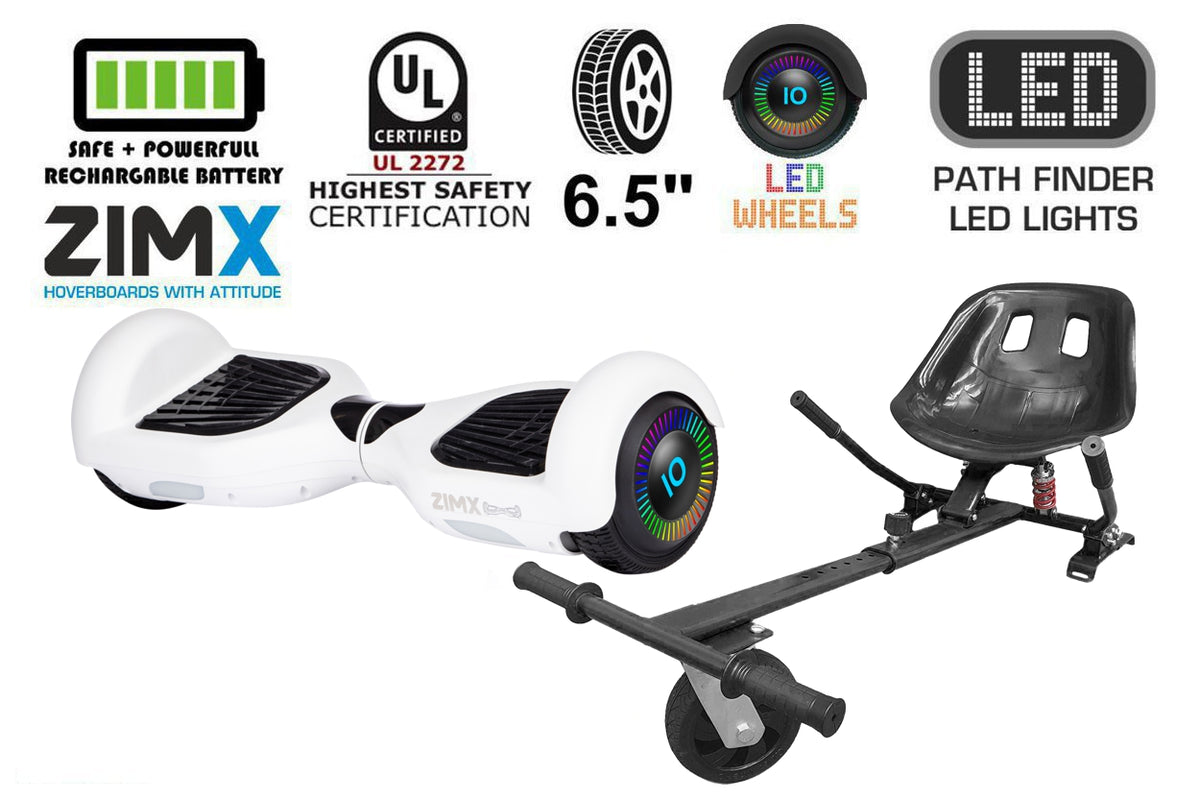 White Hoverboard Swegway Segway with LED Wheels UL2272 Certified + HK5 Black