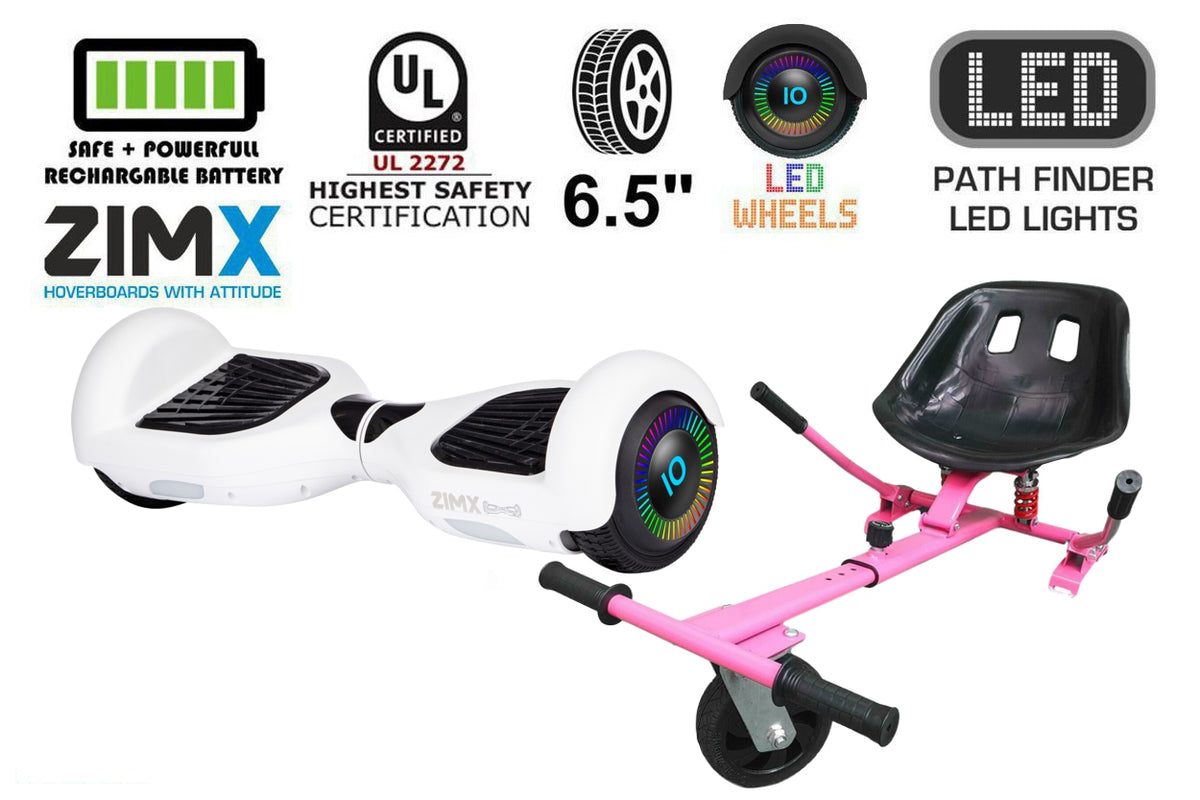 White Hoverboard Swegway Segway with LED Wheels UL2272 Certified + HK5 Pink
