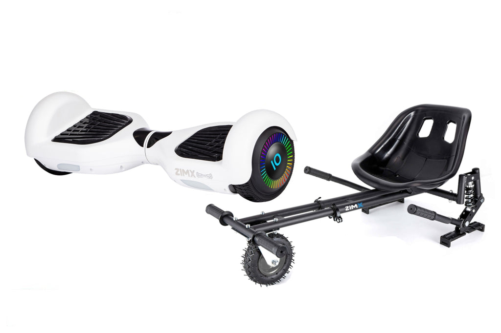 White HB2 Hoverboard Swegway Segway with LED Wheels UL2272 Certified + HK8 Hoverkart