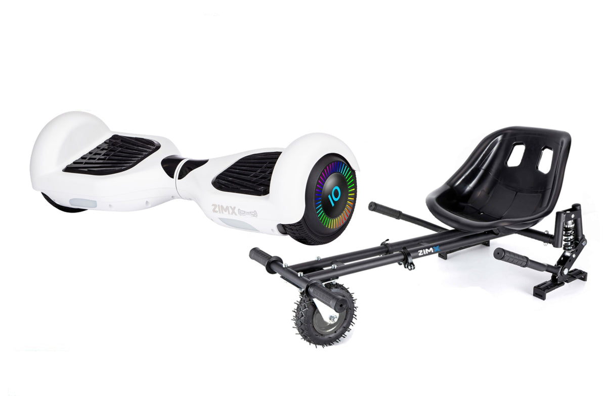 White HB2 Hoverboard Swegway Segway with LED Wheels UL2272 Certified + HK8 Hoverkart