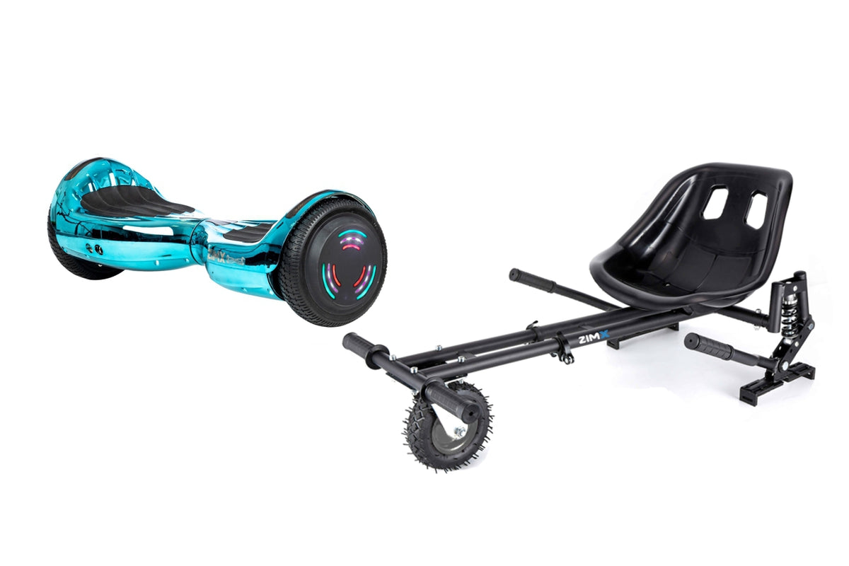 BLUE / TURQUOISE CHROME HB4 HOVERBOARD SWEGWAY WITH BLUETOOTH AND LED WHEELS UL2272 CERTIFIED + HK8 HOVERKART
