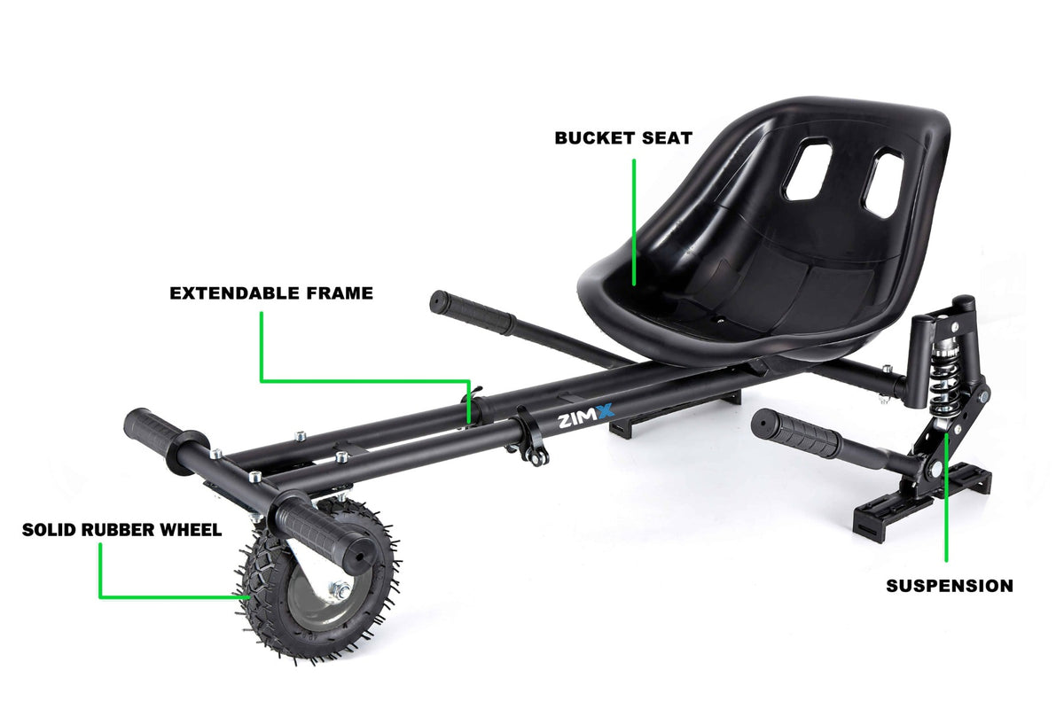 ZIMX HK8 Hoverkart (Black) - With Suspension and Off-Road Front Wheel Steer
