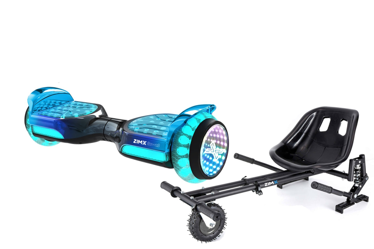 Grey Blend Hoverboard with Bluetooth and INFINITY LED Tyres & Wheels & LED Foot Pads UL2272 Certified + Hoverkart HK8 Black