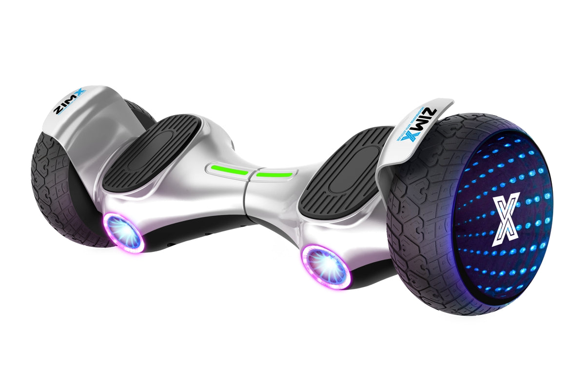 ZIMX G2 JET - SILVER All Terrain Hoverboard, 8.5 inch Off Road Bluetooth Hoverboard with Infinity LED Wheels, UL2272 Certified + HK8